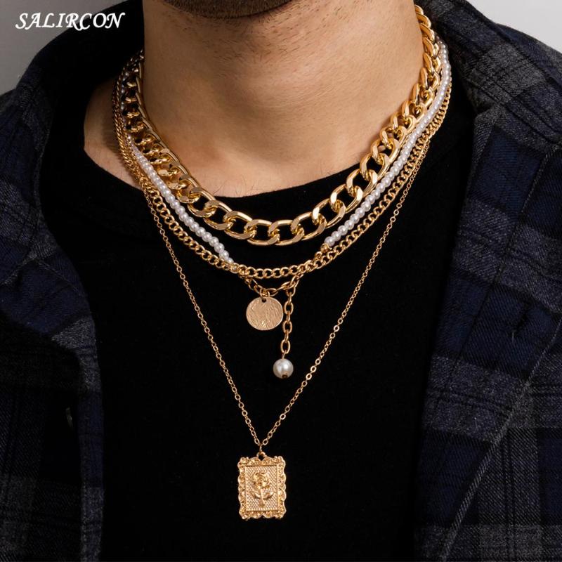 Pendant Necklaces Salircon Vintage Imitation Pearl Geometric Necklace Kpop Multi Layer Coin Flower Chain For Women Men Jewelry, Silver
Pendant Necklaces Salircon Vintage Imitation Pearl Geometric Necklace Kpop Multi Layer Coin Flower Chain For Women Men Jewelry, Silver