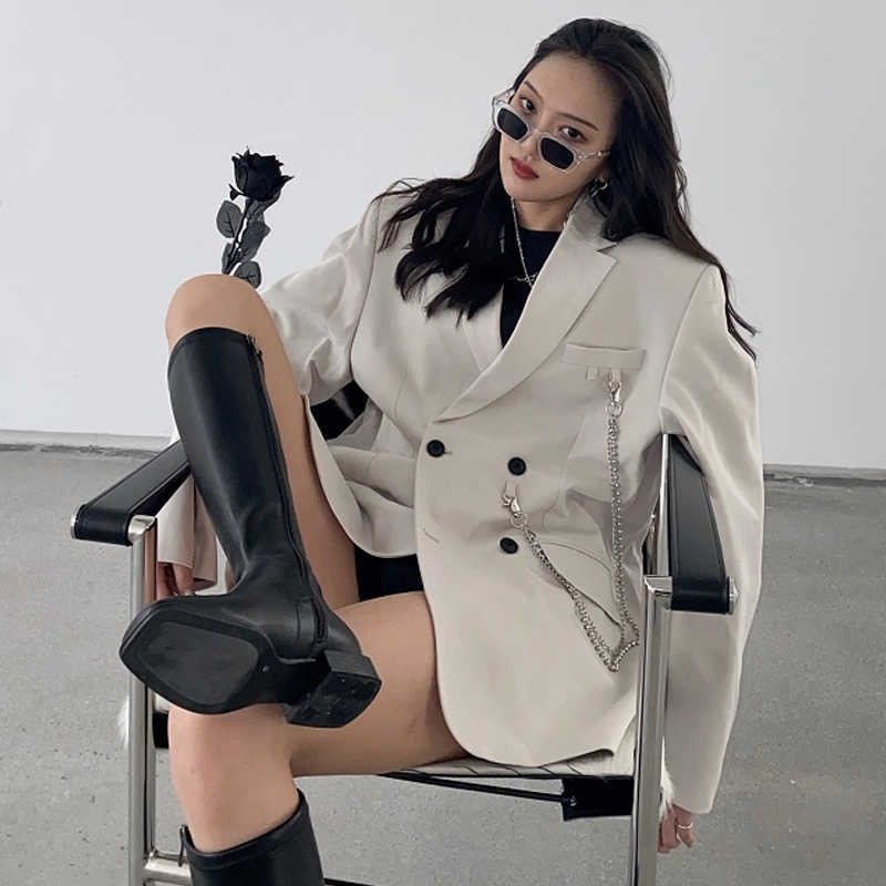 Fashion Winter Women Chic White Blazers and Jackets Korean Streetwear Office Lady Suit Double Breasted Female Biker Blazer Coat 210604, Black suit coat
Fashion Winter Women Chic White Blazers and Jackets Korean Streetwear Office Lady Suit Double Breasted Female Biker Blazer Coat 210604, Black suit coat