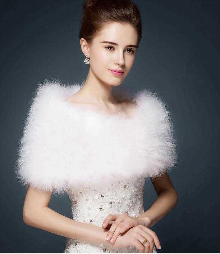 Wedding fur cape Luxurious ostrich feathers camel Fur Boleros wedding bride White ivory shrug bridal party shawls bolero X0722