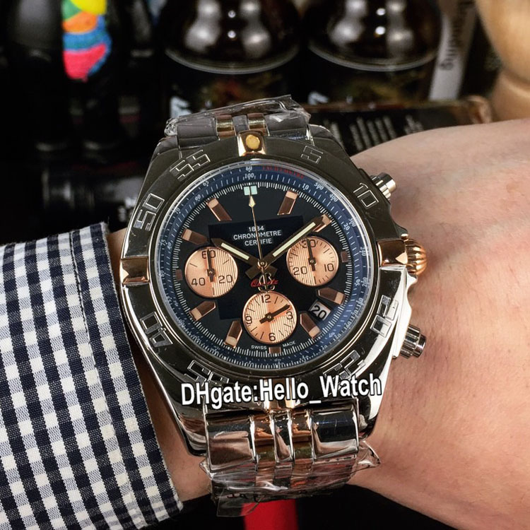 New 44mm Chronograph CB0110121 Quartz Mens Watch Stopwatch Blue Dial Two Tone Rose Gold Steel Bracelet Sport Watches Hello_watch 4 Color.