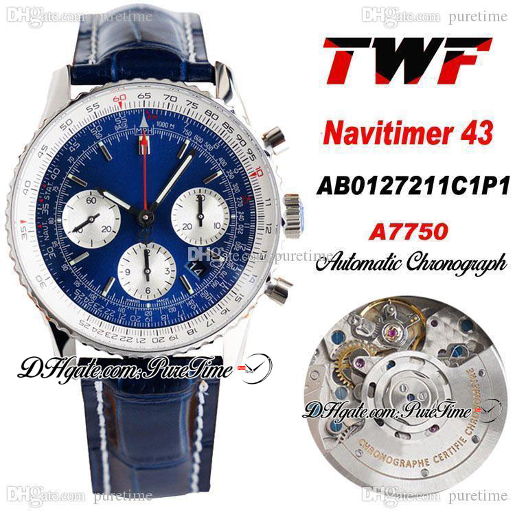 TWF B01 ETA A7750 Automatic Chronograph Mens Watch White Inner Blue Silver Dial Blue Leather Strap Best Edition 2021 New PTBL Puretime 100A1, Original box a styles
TWF B01 ETA A7750 Automatic Chronograph Mens Watch White Inner Blue Silver Dial Blue Leather Strap Best Edition 2021 New PTBL Puretime 100A1, Original box a styles