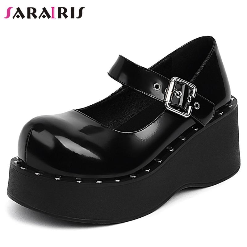 Dress Shoes SaraIris Cute Sweet Girls Pumps Solid Rivit Buckle Riund Toe Shallow Marry Janes Women Wedges Punk Fashion, Black
Dress Shoes SaraIris Cute Sweet Girls Pumps Solid Rivit Buckle Riund Toe Shallow Marry Janes Women Wedges Punk Fashion, Black