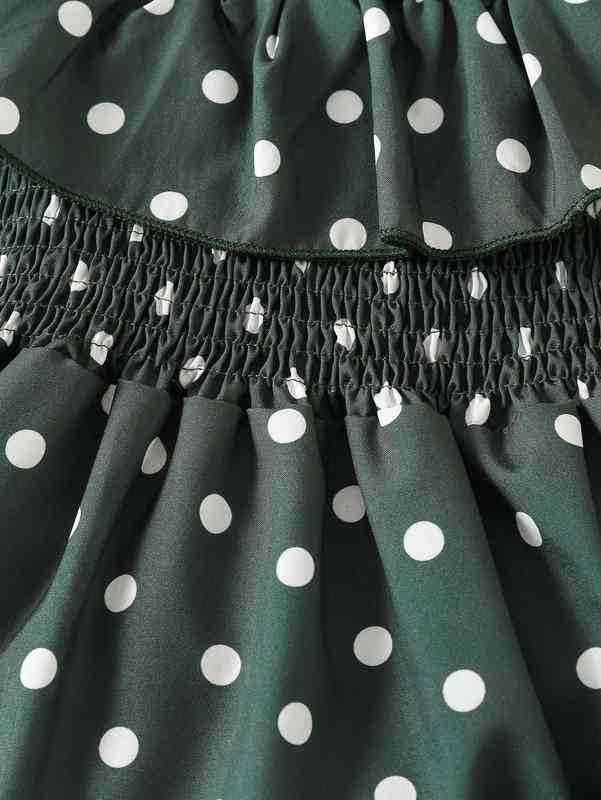 Baby Polka Dot Shirred Waist High Low Hem Dress & Shorts & Headband SHE