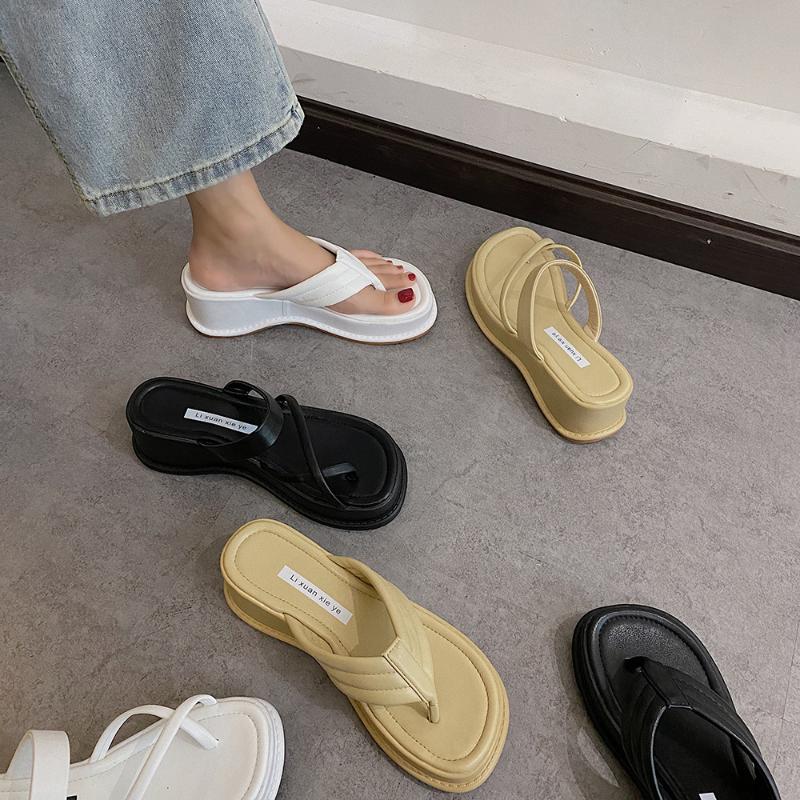Slippers Platform Shoes Women Wedge Fashion Dress High Heels Female Flip Flops Casual Y2k