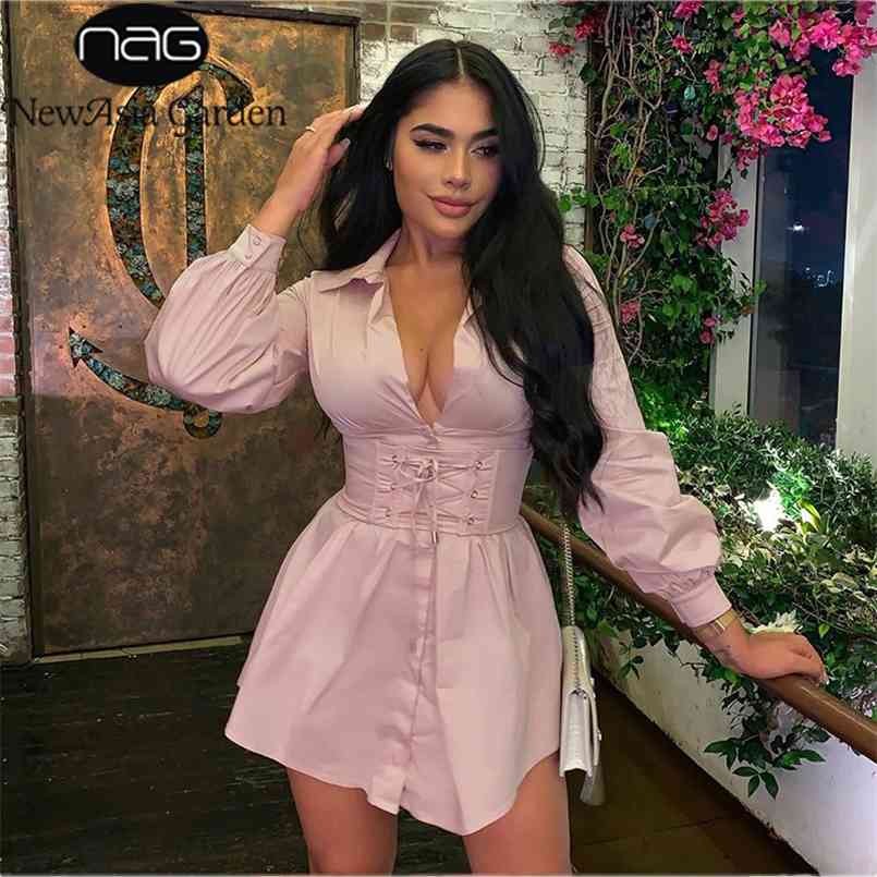 Asia Long Sleeve Shirt Dress With Corset Belt Casual Dress Women Vintage Sexy Pink Fashion Party Dresses Mini White Vestdos 210826
Asia Long Sleeve Shirt Dress With Corset Belt Casual Dress Women Vintage Sexy Pink Fashion Party Dresses Mini White Vestdos 210826