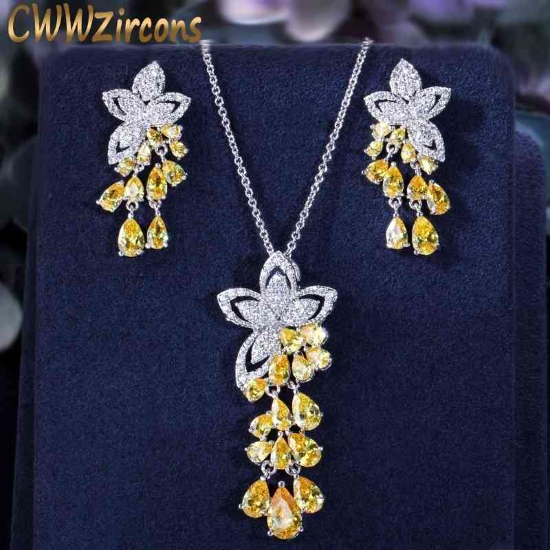CWWZircons 2021 Arrival Cubic Zirconia Tassel Drop Flower Earrings and Pendant Necklace Fashion Ladies Jewelry Sets T334, Red
CWWZircons 2021 Arrival Cubic Zirconia Tassel Drop Flower Earrings and Pendant Necklace Fashion Ladies Jewelry Sets T334, Red