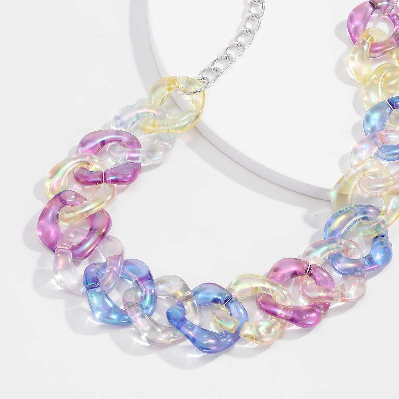 Chains Hip Hop Jewelry Rainbow Acrylic Chain Necklace Choker Collar For Women Girls Fashion