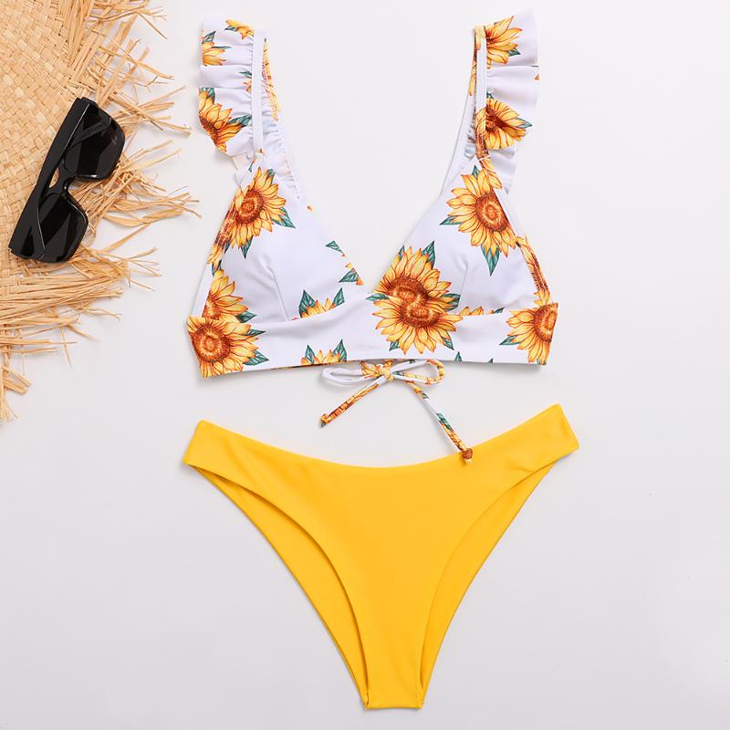 designer Women' Swimwear Tie Knot Print Sunflowers Bikini Sexy Micro Ruffle Women Black Biquini Yellow Sun Swimsuit Beach May Bathing Suit
designer Women' Swimwear Tie Knot Print Sunflowers Bikini Sexy Micro Ruffle Women Black Biquini Yellow Sun Swimsuit Beach May Bathing Suit
