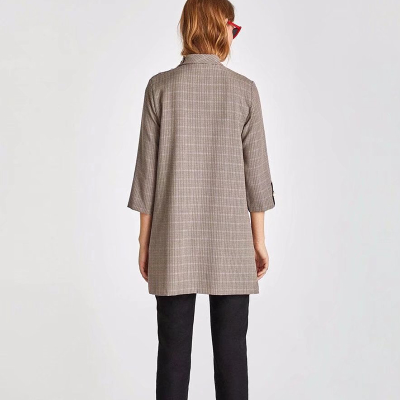 spring women casual gray plaid straight mini dress beading buttons stand collar female dress loose fahsion dress, Black;gray 
spring women casual gray plaid straight mini dress beading buttons stand collar female dress loose fahsion dress, Black;gray
