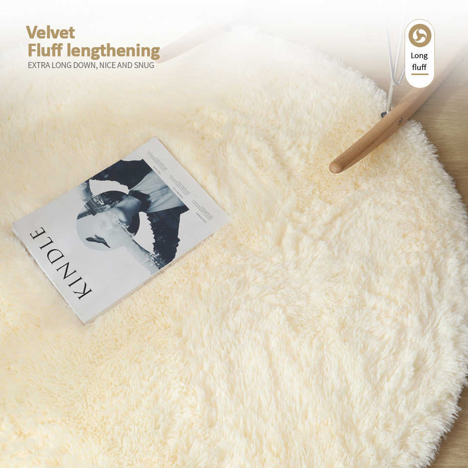 Fluffy Round Carpet For Living Solid Color Thicken Soft Faux Fur Rugs Bedroom Plush Shaggy Area Rug Kids Room Floor Mat 0727 H260226