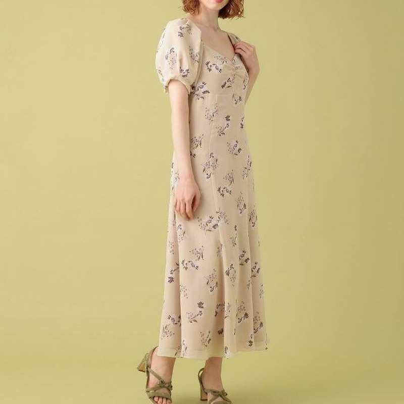 Sweet Puff Short Sleeve Dresses for Women Temperament Square Collar Print Woman Dress Summer Elegant Vestidos De Mujer 210525