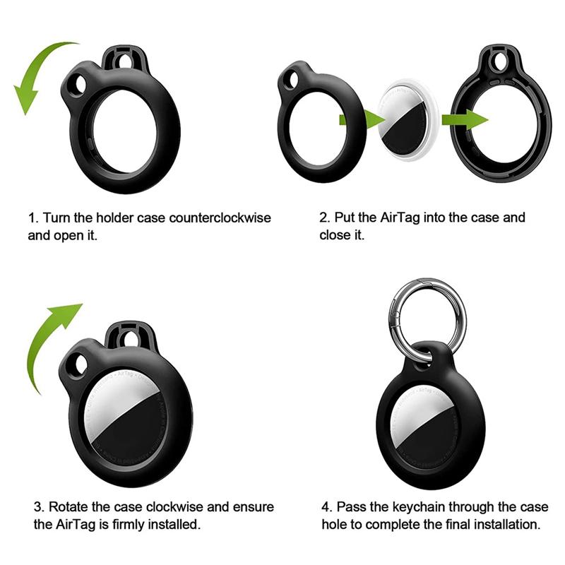 Keychains 4 Pack Silicone Case Compatible With Protective Cover Accessory For Airtags Case, Air Tag Keyc