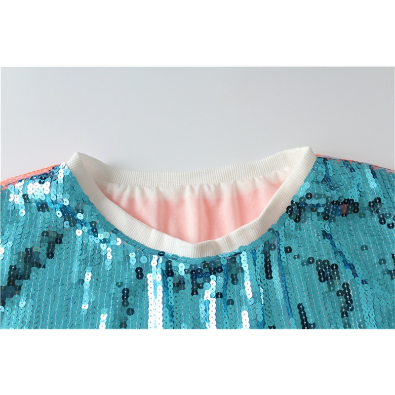 Women Performance Costumes Cheerleaders Loose Oversized Causal 85 Letter Shift Sequin T Shirt Mini Dress HipHop Long Tee T200117