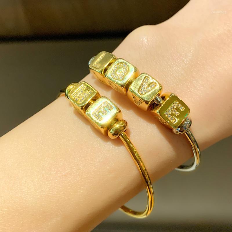 Gold Cube Initial Letter DIY Bangles For Women Stainless Steel Cubic Zirconia Charm Bracelet Jewelry Accessories Bangle
Gold Cube Initial Letter DIY Bangles For Women Stainless Steel Cubic Zirconia Charm Bracelet Jewelry Accessories Bangle