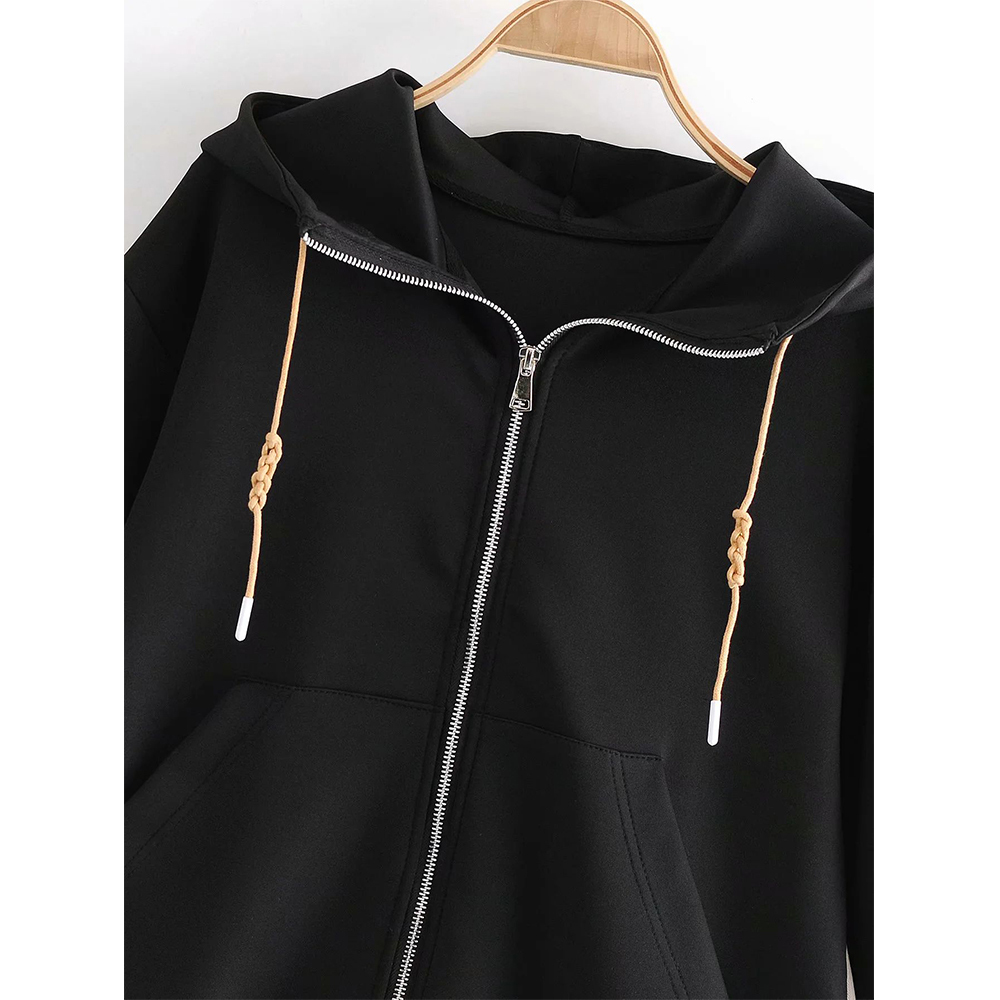 Women Hoodie sweatshirt Long sleeve High neck adjustable drawstring Hem hoodie Fashion Casual Top sweat femme 201216