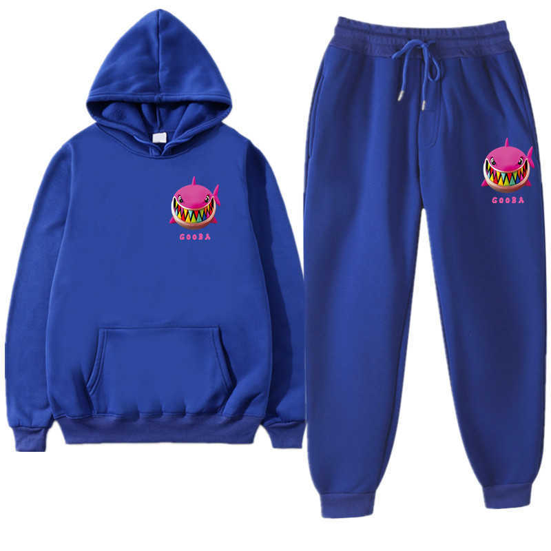 New Rapper 6ix9ine Gooba Rainbow Hoodie Men's Autumn Winter Women's Hip Hop Sports Suit Fashion Sweatshirt+Pant Large Size X0909