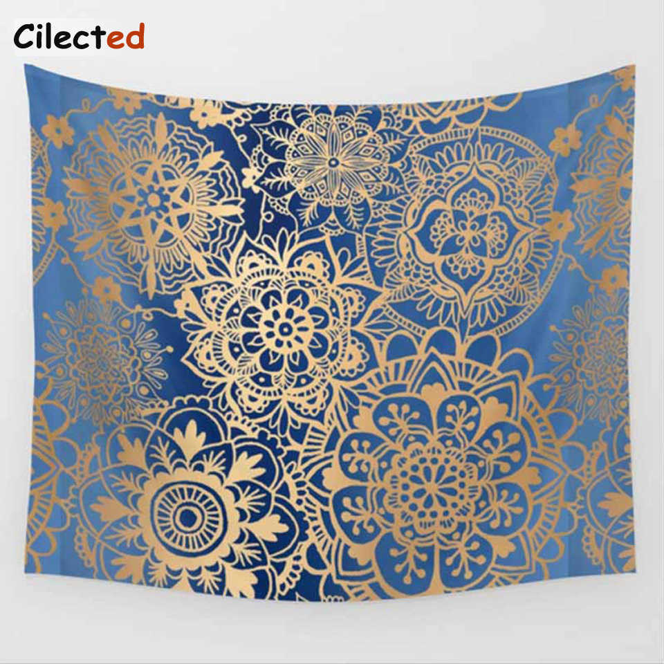 Cilected India Mandala Tapestry Gobelin Hanging Wall Floral Tapestry Fabric Polyester/Cotton Hippie Boho Bedspread Table Cloths 210609
