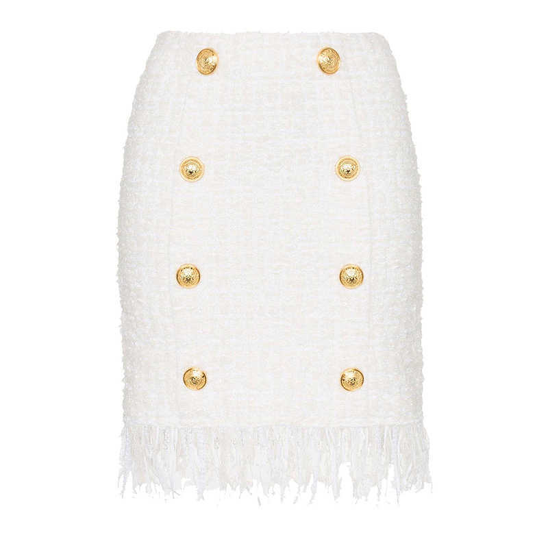 HIGH QUALITY est Fall Winter Designer Skirt Women' Tassel Fringed Lion Buttons Tweed 210526, Beige
HIGH QUALITY est Fall Winter Designer Skirt Women' Tassel Fringed Lion Buttons Tweed 210526, Beige