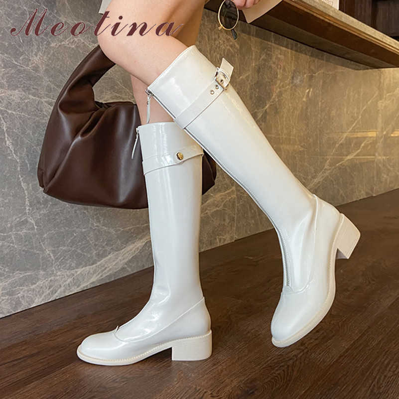 Meotina Med Heel Knee High Boots Woman Thick Heel Riding Boots Buckle Round Toe Long Boots Zip Ladies Shoes Autumn Winter Beige 210608, Beige synthetic lin
Meotina Med Heel Knee High Boots Woman Thick Heel Riding Boots Buckle Round Toe Long Boots Zip Ladies Shoes Autumn Winter Beige 210608, Beige synthetic lin