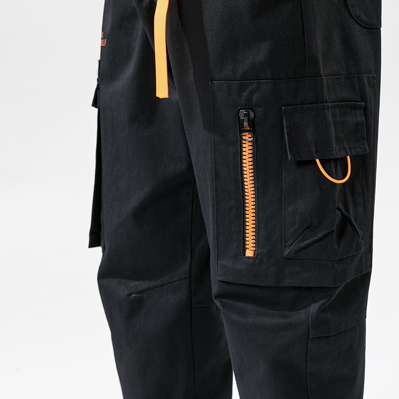 Streetwear Hip Hop Black Harem Pants Men Elastic Waist Pants with Zipper Big Pockets Casual Loose Jogger Pants Men Trousers 210601