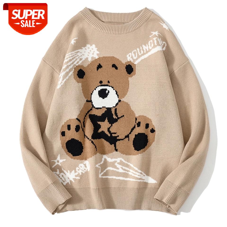Bear Print Men Knitted Sweater 2020 Autumn Harajuku Sweater Oversize Hip Hop Streetwear Cotton Pullover Loose Men Clothing Tops #sz0f, White;black
Bear Print Men Knitted Sweater 2020 Autumn Harajuku Sweater Oversize Hip Hop Streetwear Cotton Pullover Loose Men Clothing Tops #sz0f, White;black