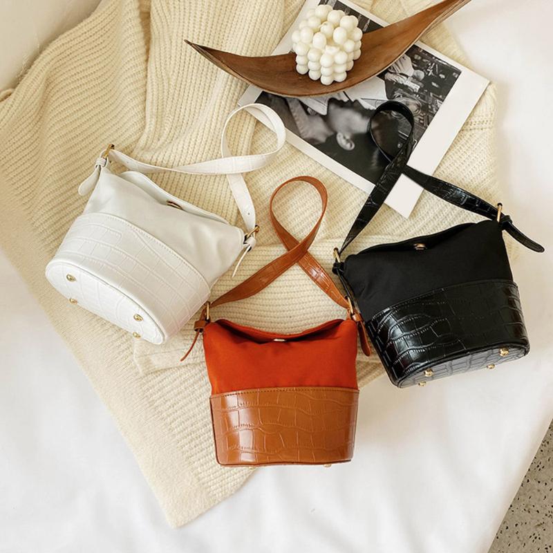 Fashion Women Crossbody Bag Casual Female Shoulder Pouch Solid Color PU Splicing Nylon Autumn And Winter Bucket Handbags Bags, White
Fashion Women Crossbody Bag Casual Female Shoulder Pouch Solid Color PU Splicing Nylon Autumn And Winter Bucket Handbags Bags, White