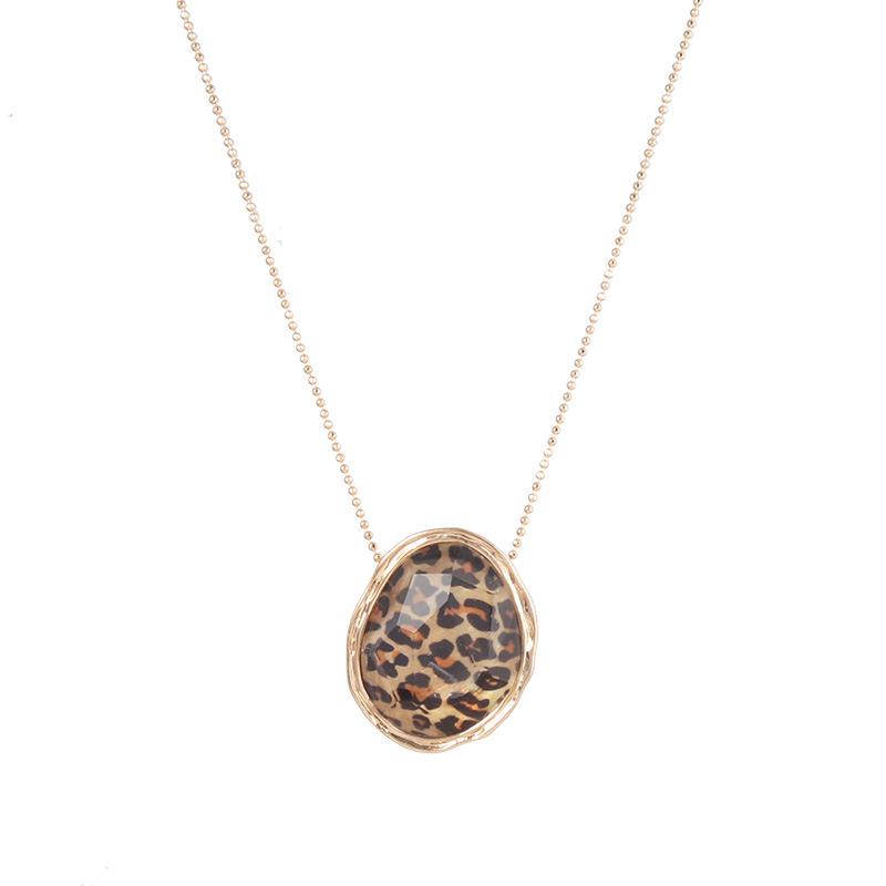 Pendant Necklaces Faceted Acrylic Abalone Shell & Leopard Print Pattern Geometric Charms Accessories Body Jewelry