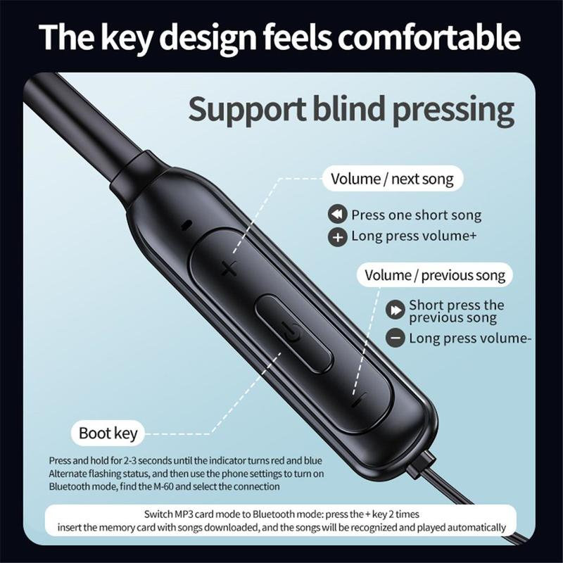 Wireless Sports Bluetooth Fitness Running Headset Neck Hanging Neck Style