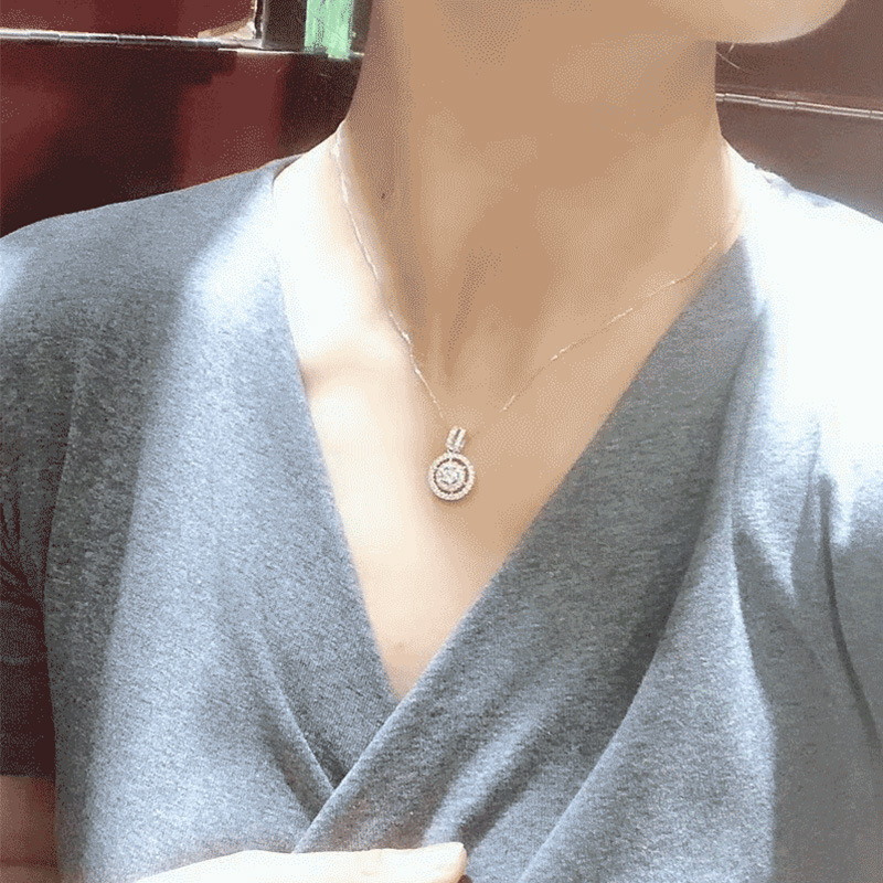 Choucong Brand Circle Pendant Luxury Jewelry Stunning 925 Sterling Silver Round Cut White 3A Cubic Zircon CZ Diamond Gemstones Promise Women Clavicle 