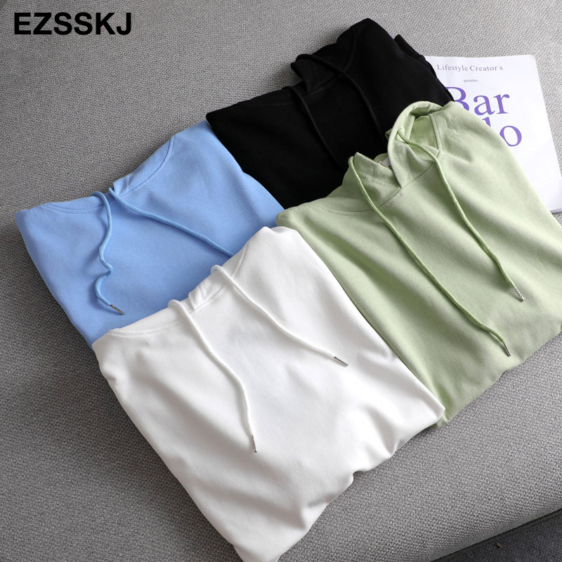 spring autumn hooded top women BASIC solid color sweatshirts female OVERSIZE Hooded jacket 201211