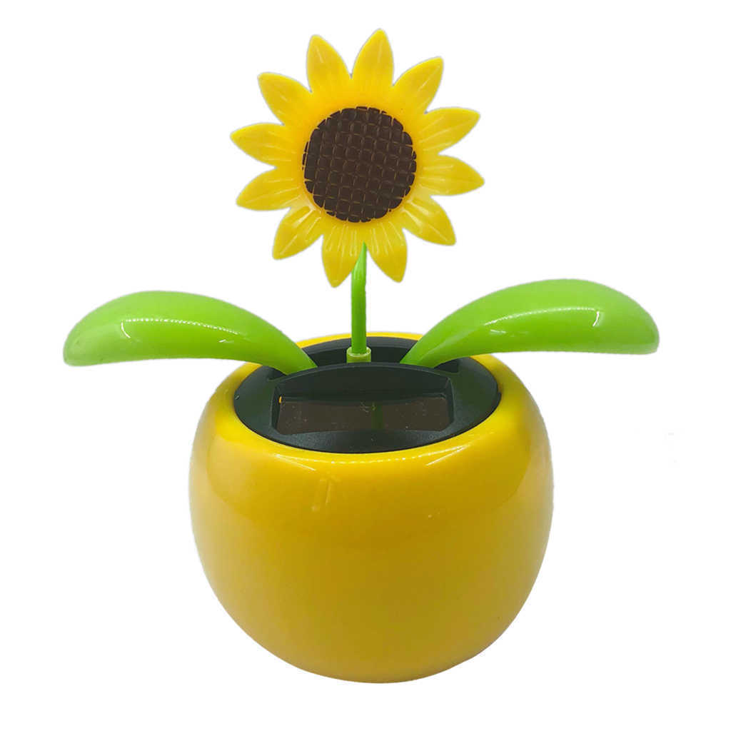 Powered Dancing Solar For Home Dahsboard Kid's Decor Pink Flower Nodding Figure Doll Toy Car
