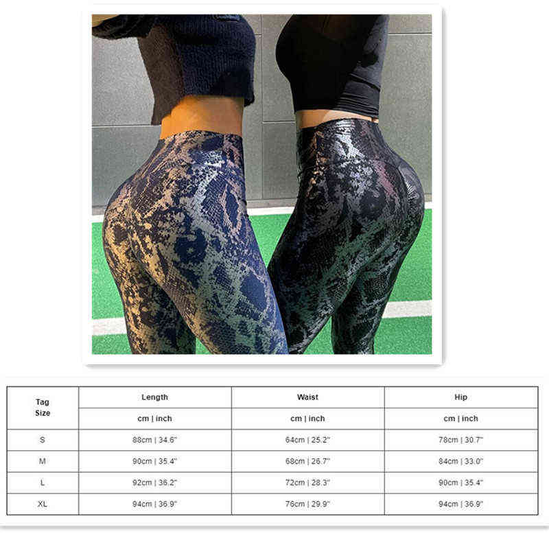 JIANWEILI Sexy Snake print leggings Women High waist Fitness Push up Hip lift workout Gym Pants Booty Slim 211204