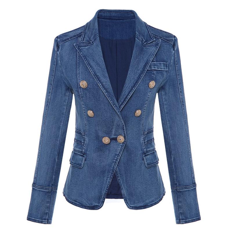 Women' Suits & Blazers Fashion Jeans Blazer Double Breasted Denim Jacket Coat Female Long Sleeve Slim, Blue
Women' Suits & Blazers Fashion Jeans Blazer Double Breasted Denim Jacket Coat Female Long Sleeve Slim, Blue