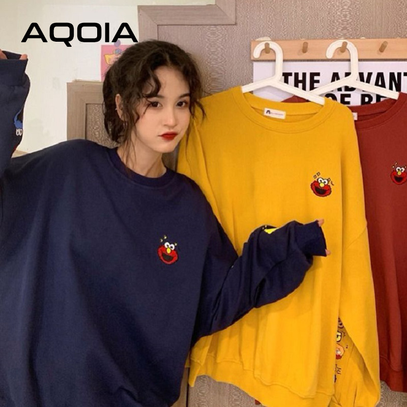 Autumn Harajuku Oversize cartoon Printing Women Thin Sweatshirt Loose Y2K Women Hoodies Sweatshirt Plus Size Female Pullovers 201212