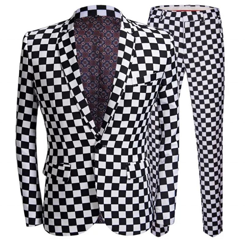 Men's Suits & Blazers Fashion Suit Men Black White Plaid Print 2 Pieces Set Latest Coat Pant Designs Wedding Stage Singer Slim Fit Cost
Men's Suits & Blazers Fashion Suit Men Black White Plaid Print 2 Pieces Set Latest Coat Pant Designs Wedding Stage Singer Slim Fit Cost