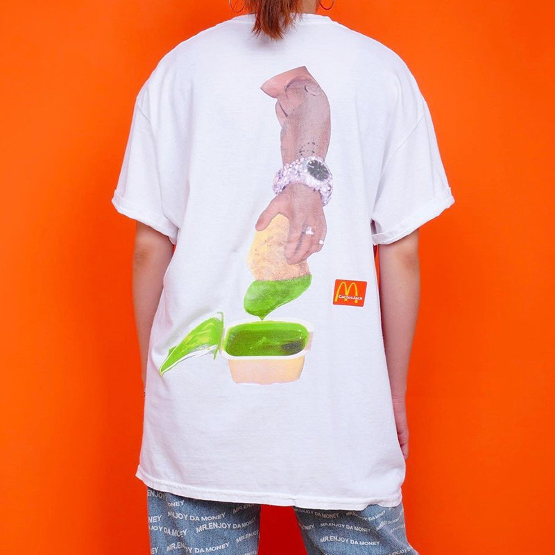 Travis Scott cactus Jack m co branded fried chicken nuggets printed loose short sleeve T-shirt for men ZKE4, White;black
Travis Scott cactus Jack m co branded fried chicken nuggets printed loose short sleeve T-shirt for men ZKE4, White;black