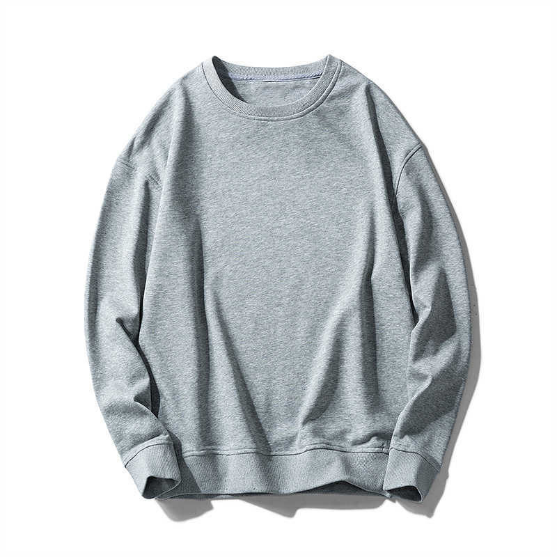 Men Autumn Winter O Neck Solid Color Cotton Long Sweatshirts Casual Loose Fit Hoodie 4XL 210813