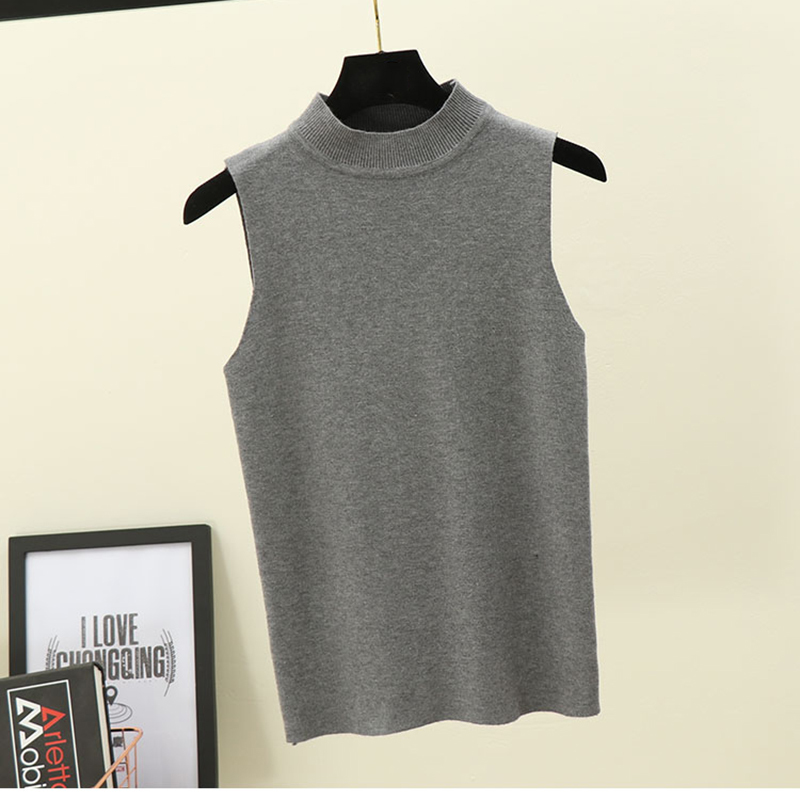 Spring Knitted Top Tees Women O-Neck Sleeveless Fitness Slim Tee Shirt Femme Ladies Knitting Pullover Tshirt Knitwear 210306