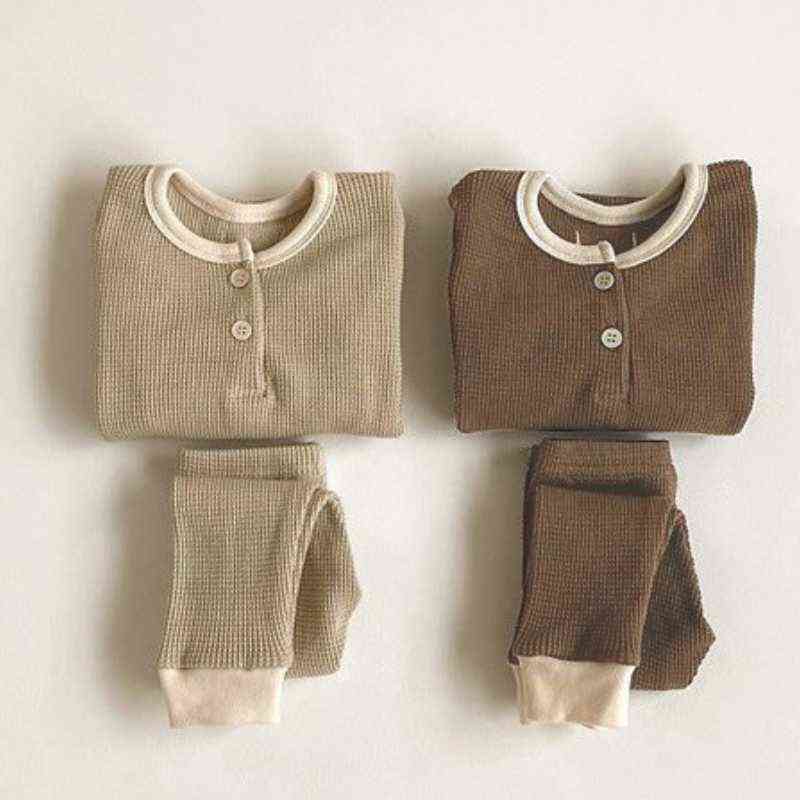 born Baby Girl Boy Cotton Clothes Set Ribbed Sweatshirt+Pant 2PCS Bebe Home Suit Spring Autumn Clothing set Outfit 0-2Y 220208