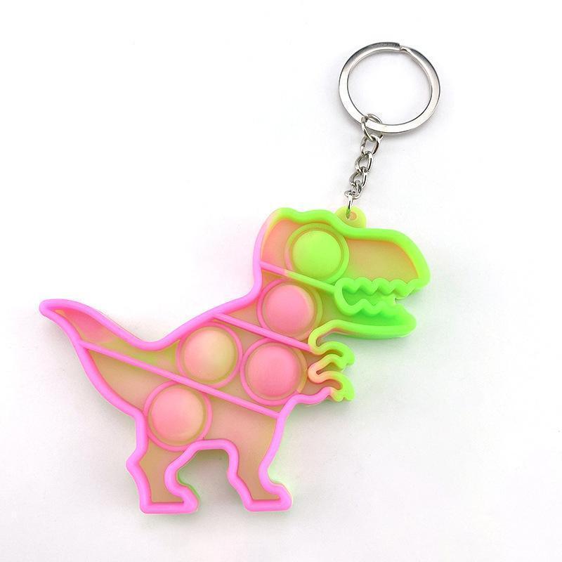 Fidget Toy Sensory Jewelry key Chains Push Poo its Bubble Cartoon Simple Dimple toys Keychain Stress Reliever
