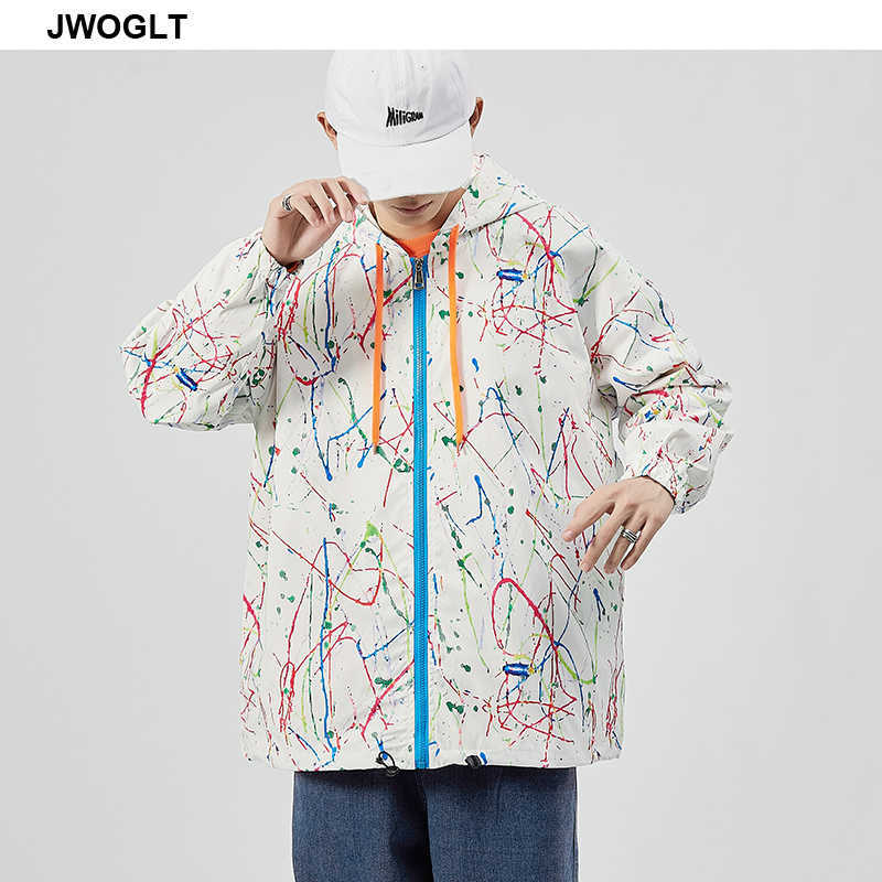 Autumn Harajuku Men's Zipper Hoody Bomber Jacket Male Casual Streetwear Loose Graffiti Printed Coats 4XL 5XL 210528