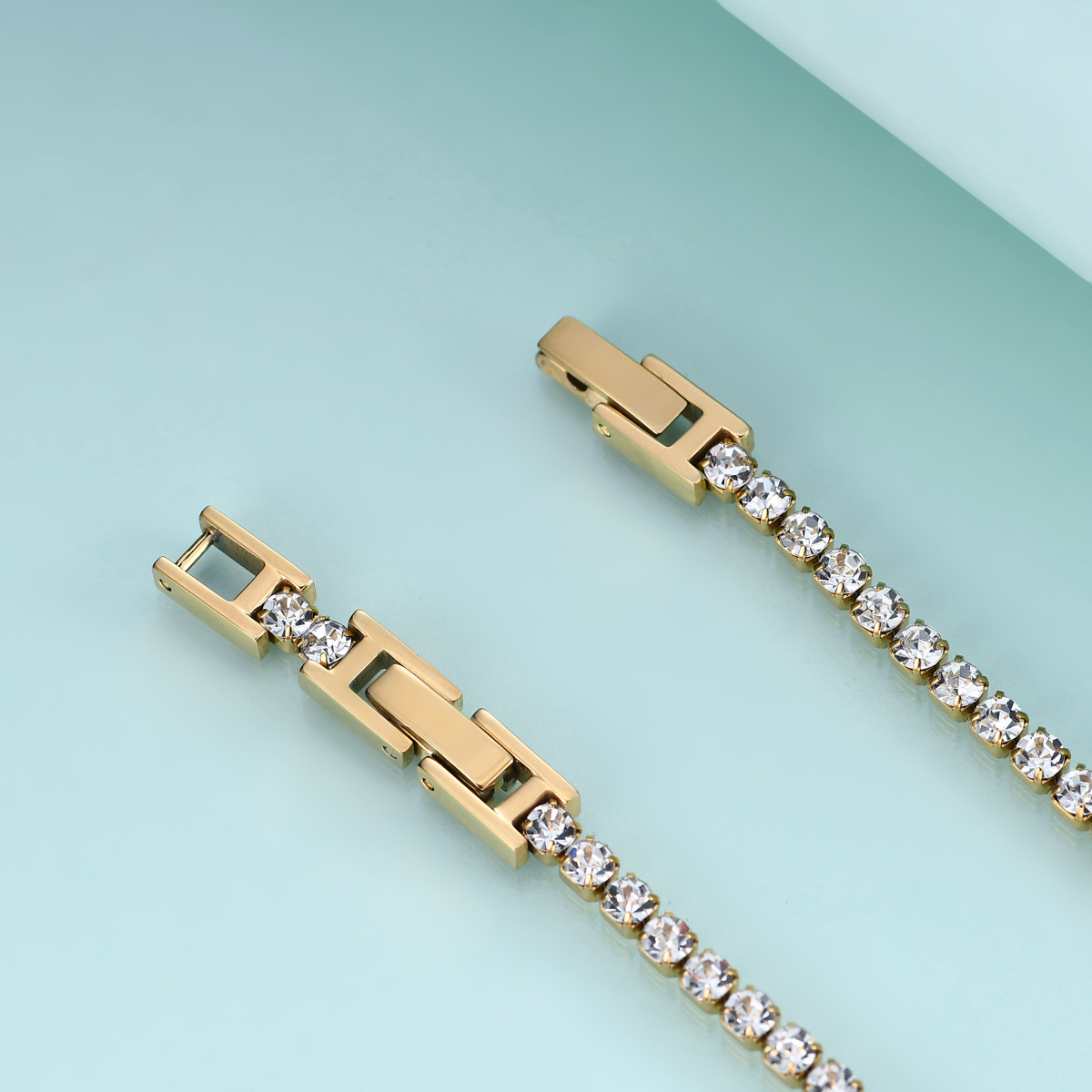 Women Stainless Steel Tennis Bracelet Cubic Zirconia Stones Crystals Hip Hop Jewelry 19cm304v7390928