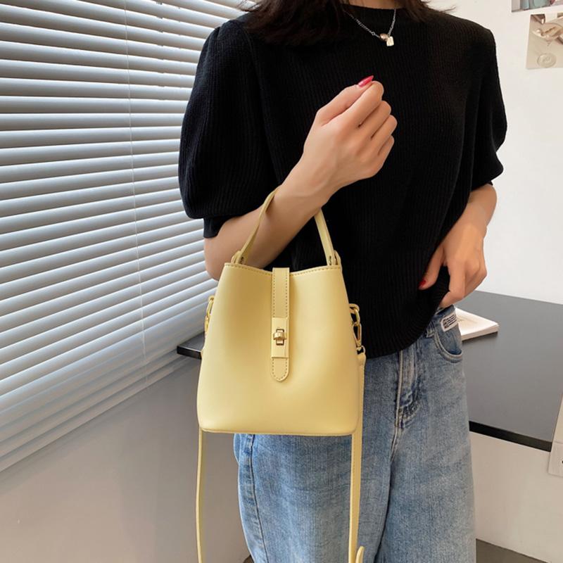 2025 beautiful Evening Bags Fashion Small Bucket Bag pretty Ladies Beige Yellow Shoulder Casual Messenger Mini Handbag Solid Color Mobile Phone Party