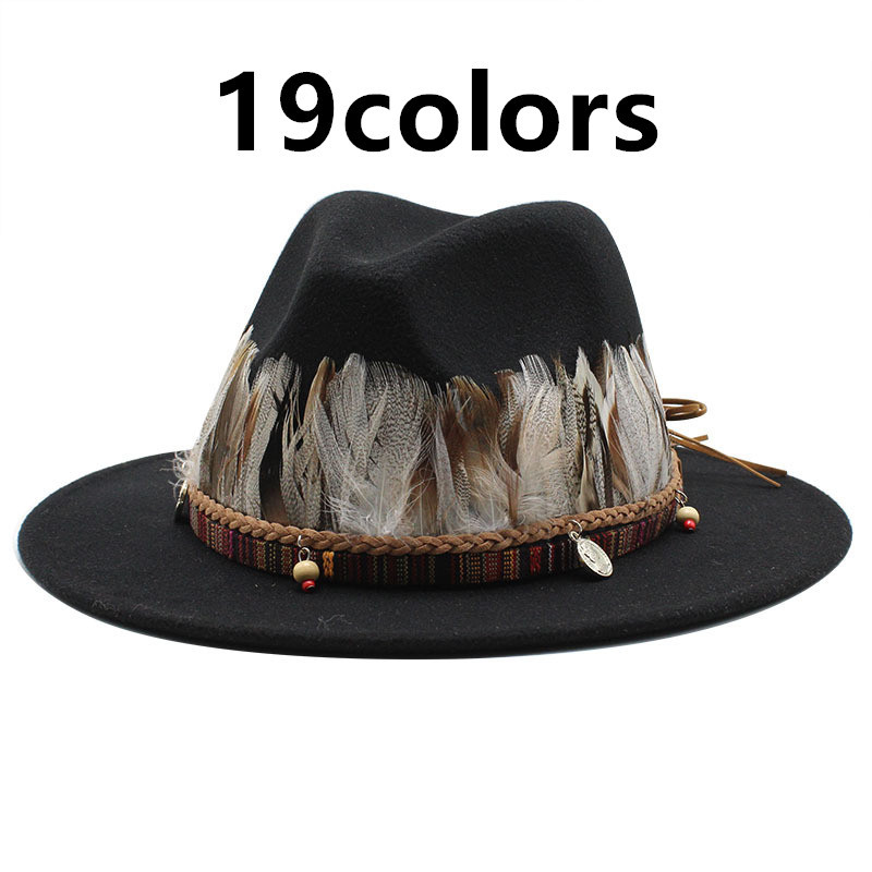 2021 New Winter Hats Jazz Caps Big Brim Vintage Belt Feather Men Fedora Style Multicolor Western Cowboy Women Felt Hat L9su
2021 New Winter Hats Jazz Caps Big Brim Vintage Belt Feather Men Fedora Style Multicolor Western Cowboy Women Felt Hat L9su
