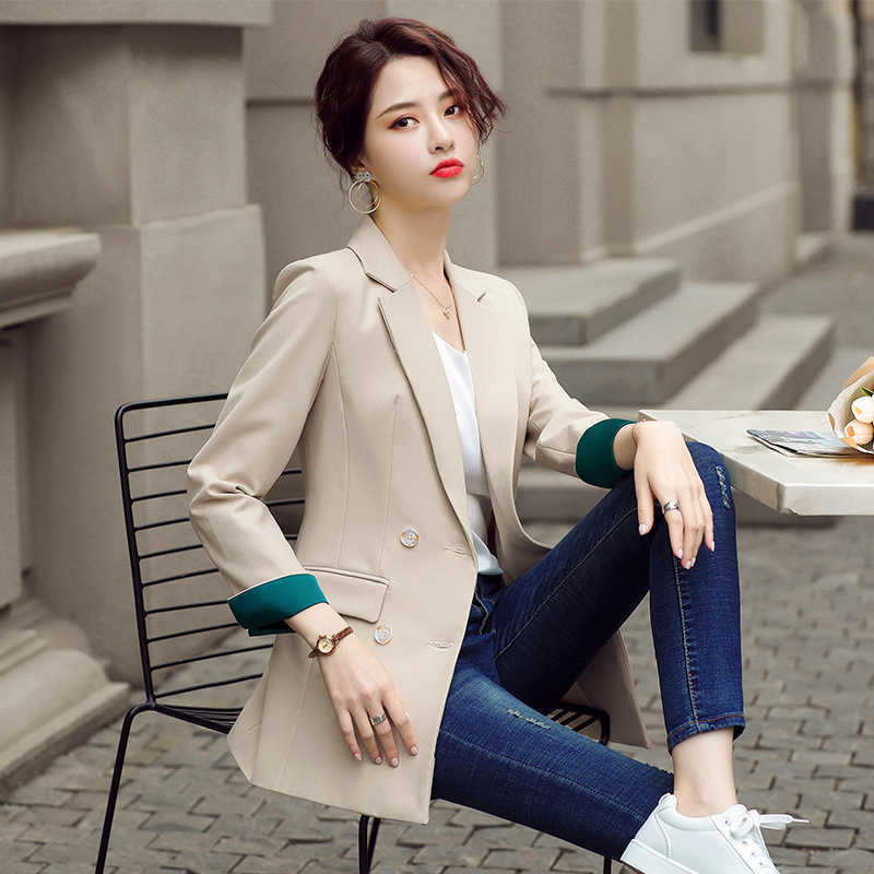 Fall Women's High Quality Ladies Blazer Office Casual double-breasted solid color women's jacket Fashion suit occupation 210527
Fall Women's High Quality Ladies Blazer Office Casual double-breasted solid color women's jacket Fashion suit occupation 210527