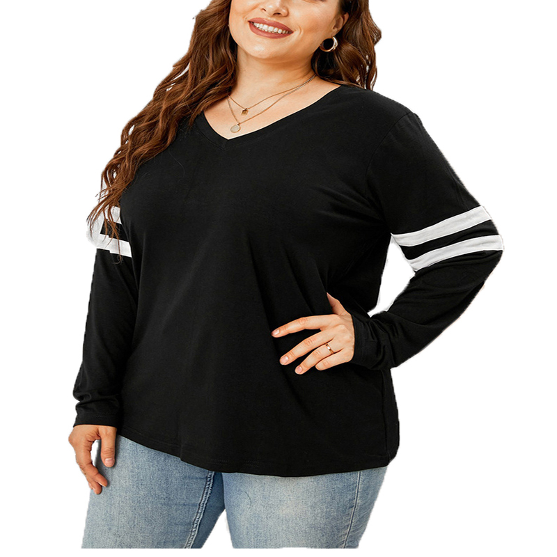 Casual large women's long sleeve T-shirt solid color splicing bar top women's high quality fashion breathable comfortable loose da, Black
Casual large women's long sleeve T-shirt solid color splicing bar top women's high quality fashion breathable comfortable loose da, Black