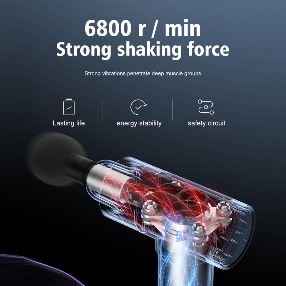 LCD Display Massage Gun Deep Muscle Massager Body Massage Exercising Relaxation Slimming Shaping Pain Relief USB with 4 Heads 210309