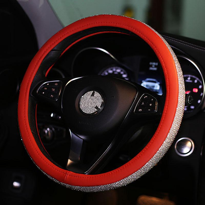 Steering Wheel Covers Fashion Diamond Leather Car Cover Crystal Rhinestone Universal 38cm Red Styling For Girls Women Accessories
Steering Wheel Covers Fashion Diamond Leather Car Cover Crystal Rhinestone Universal 38cm Red Styling For Girls Women Accessories