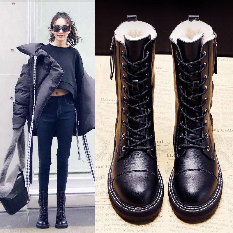 Boots High Quality Pu Leather Women Mid-calf Rubber Fashion Waterproof Ladies Platform Solid Arrival Flat