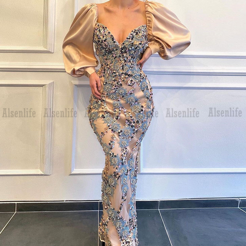 Aso Ebi Style Evening Dresses With Lace Appliques Long Sleeves Women Formal Prom Party Gowns vestidos formales formelle robes